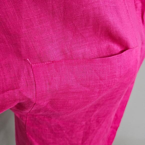 Baird Irish Handkerchief Linen Vibrant Fuchsia Barbie Pink Long Sleeve Top M - Picture 6 of 11